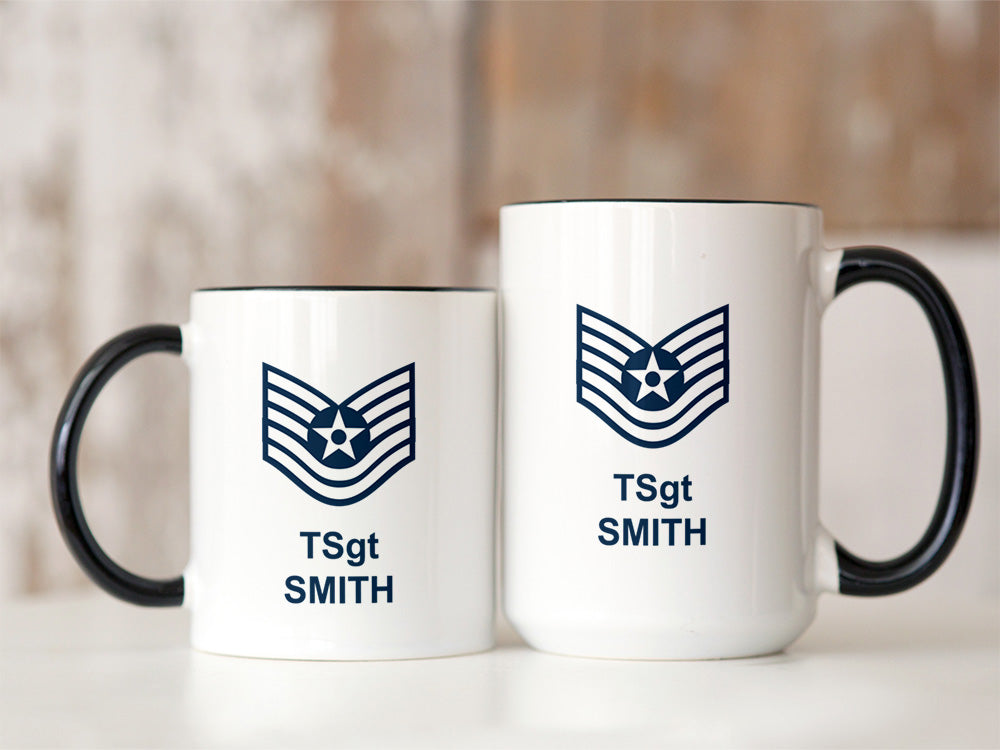 Custom Air Force Mug, USAF Coffee Cup, Military Gift, NCO Mug, Sergeant Gift, Military Promotion, Air Force Gift, Air Force Retirement, Personalized Airman Mug, Personalized USAF Gift, Personalized Retirement Gift, Officer Mug