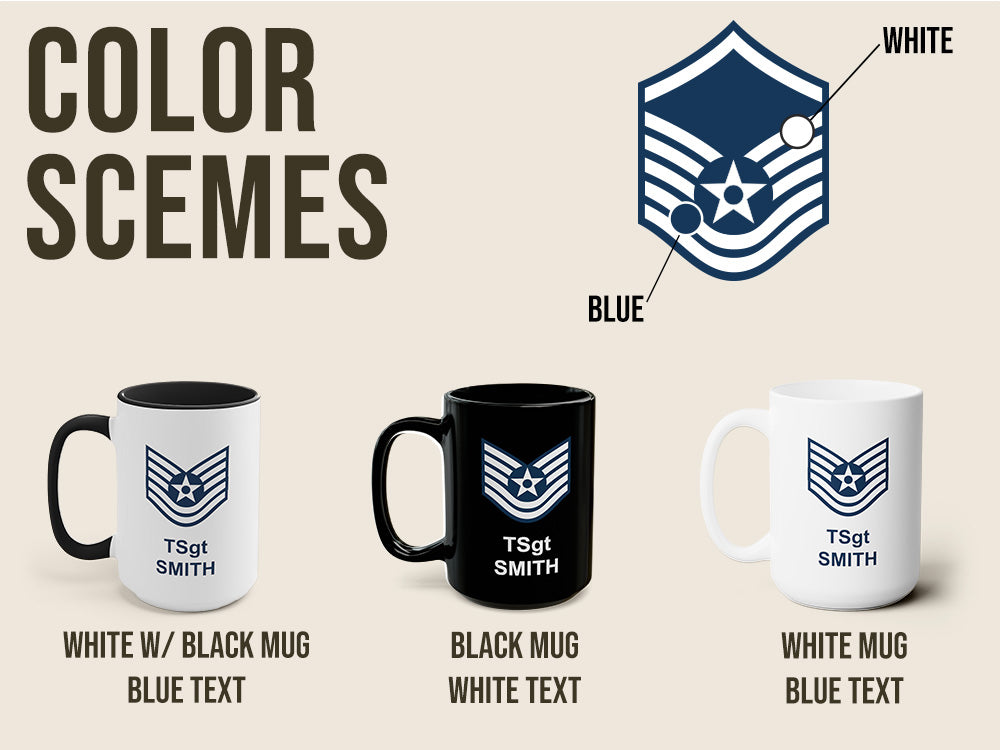 Custom Air Force Mug, USAF Coffee Cup, Military Gift, NCO Mug, Sergeant Gift, Military Promotion, Air Force Gift, Air Force Retirement, Personalized Airman Mug, Personalized USAF Gift, Personalized Retirement Gift, Officer Mug