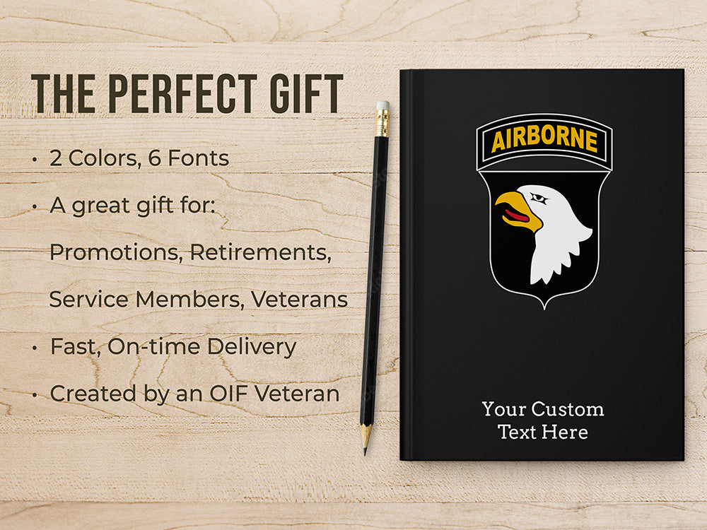 Custom 101st Airborne Notebook, Personalized 101st Gift, Air Assault Gift, Fort Campbell Gifts, Army Stationery, Soldier Gift for Army Retirement Journal for NCO Veteran Infantry  Note book Promotion gift, personalized gifts for soldier at Fort Cambell