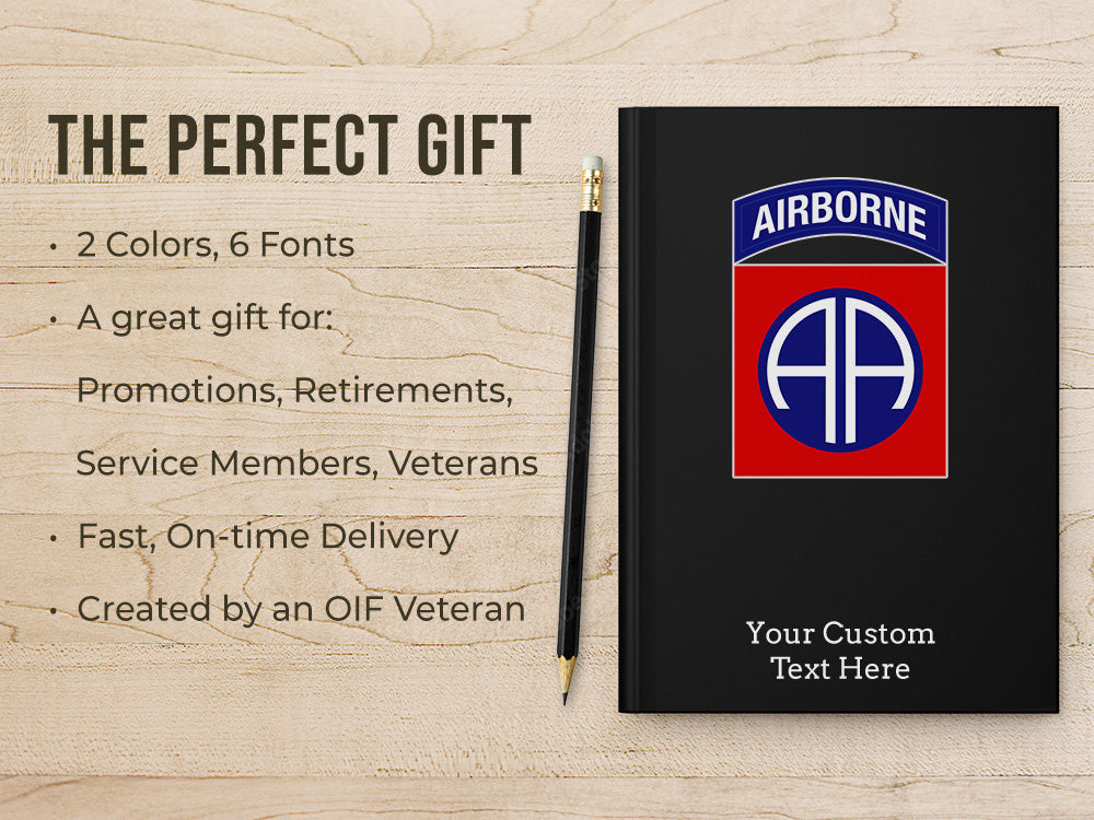 Custom 82nd Airborne Notebook, Personalized 82nd Gift, Paratrooper Gift, Fort Liberty Gifts, Army Stationery, Soldier Gift for Army Retirement Journal for NCO Veteran Infantry  Note book Promotion gift, personalized gifts for soldier at Fort Liberty