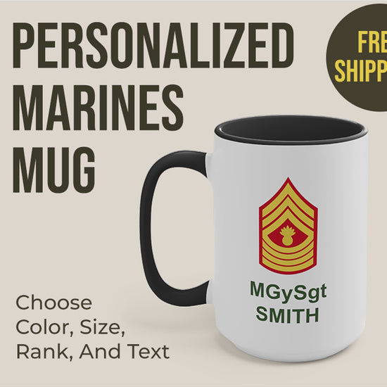 Custom Marine Mug, Marine Coffee Cup, Military Gift, NCO Mug, Sergeant Gift, Military Promotion, Hail and Farewell Gift, Military Retirement, Personalized Marines Mug, Personalized Marine Gift, Personalized Retirement Gift, Officer Mug