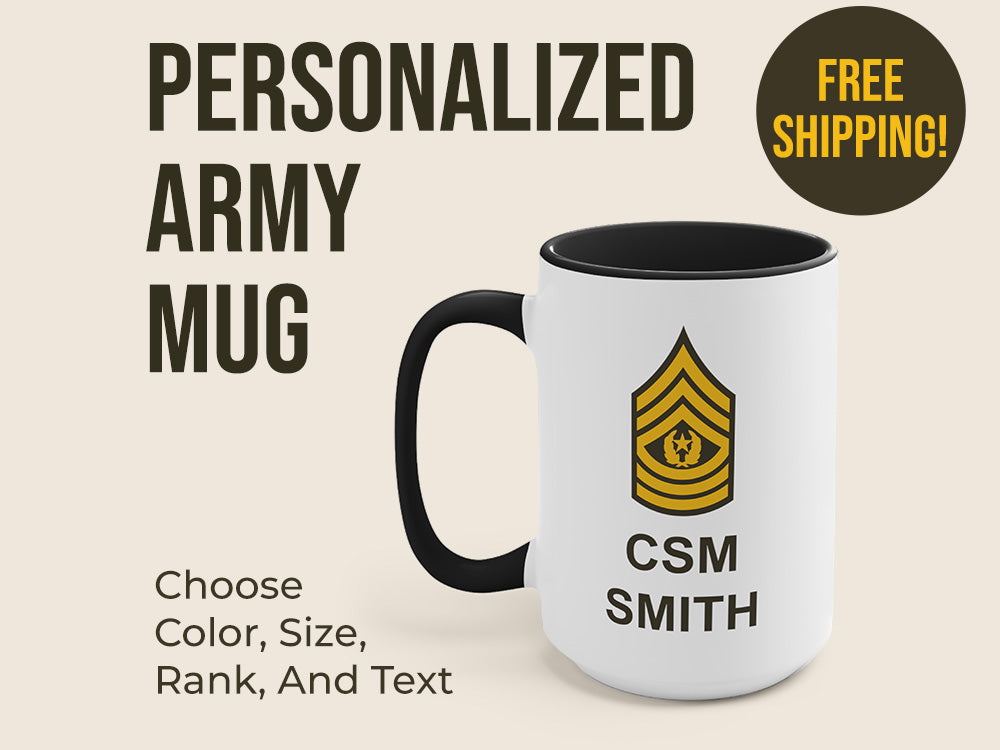 Custom Soldier Mug, Army Coffee Cup, Military Gift, NCO Mug, Sergeant Gift, Military Promotion, Hail and Farewell Gift, Military Retirement, Personalized Army Mug, Personalized Army Gift, Personalized Retirement Gift, Rank Mug, Ets Gift, Pcs Gifts