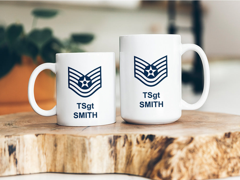 Custom Air Force Mug, USAF Coffee Cup, Military Gift, NCO Mug, Sergeant Gift, Military Promotion, Air Force Gift, Air Force Retirement, Personalized Airman Mug, Personalized USAF Gift, Personalized Retirement Gift, Officer Mug